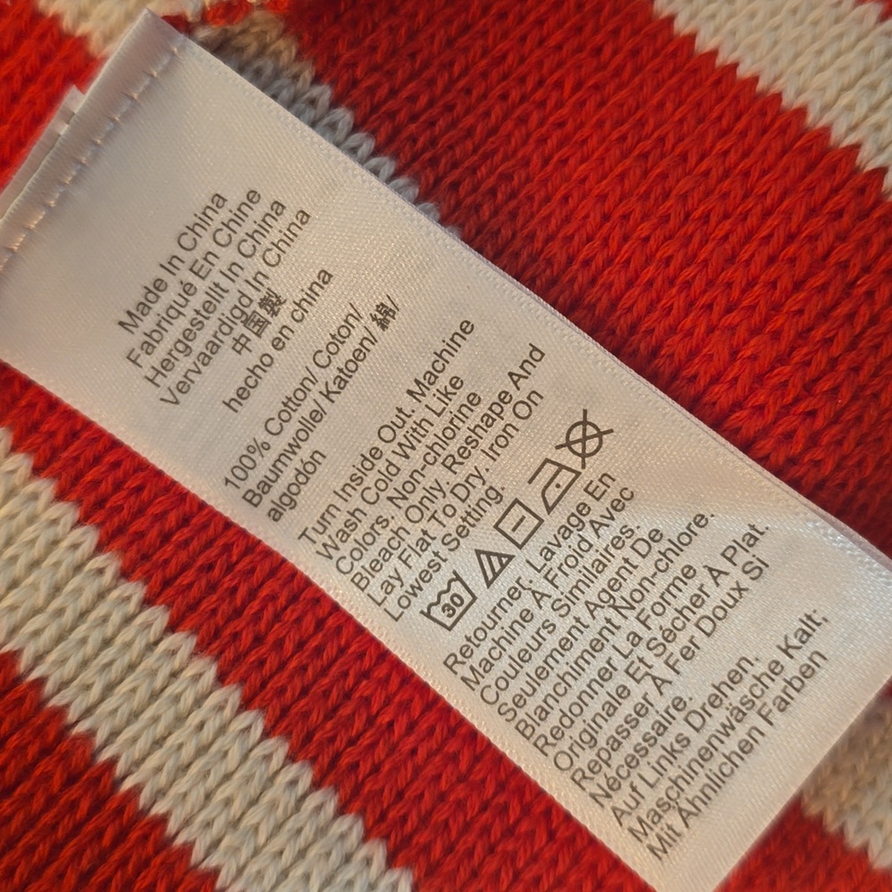 J. Crew sweater lady jacket Red and Cream Striped Cardigan Small - Picture 4 of 5